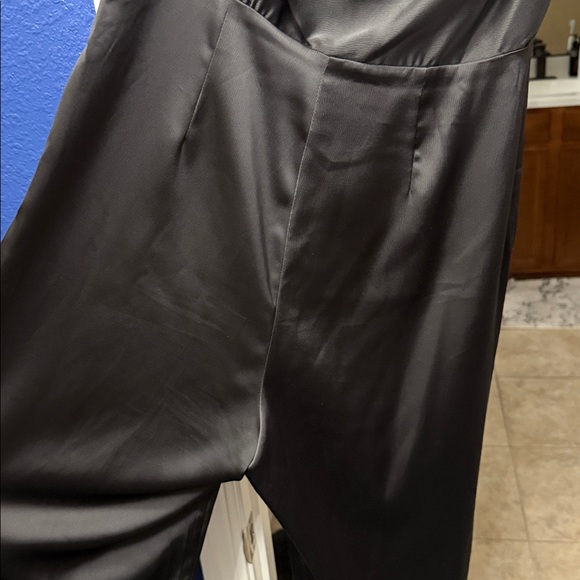 WAYF Black Satin Jumpsuit One Shoulder - Picture 11 of 11